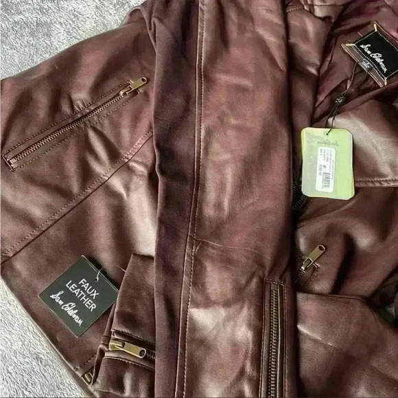 Sam Edelman Faux Leather Moto Jacket in Chocolate Size Small NWT - Picture 11 of 12